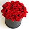 35 красных роз в шляпной коробке
